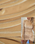 Load image into Gallery viewer, Light Gold Velvet Stretch Fabric by the Yard - Luxury 4-Way Stretch Velvet for Costumes, Bows, & Fashion Projects.