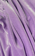 Load image into Gallery viewer, Lilac Velvet Fabric |4-Way Stretch Velvet by the Yard | Fashion Dress Fabric | Luxury Costume Fabric & Bows. Premium Velvet for Prom Dresses