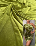 Load image into Gallery viewer, Olive Green Stretch Velvet - 4 Way Stretch Fabric by the Yard for Women's Dresses, Antique Designs, Fashion Bows, Evening and Prom Dresses