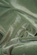 Load image into Gallery viewer, Sage Green Stretch Velvet Fabric-4 Way Stretch Soft Green Velvet by the Yard for Apparel & Crafts. Premium Velvet for Prom and Evening Gowns