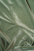 Load image into Gallery viewer, Sage Green Stretch Velvet Fabric-4 Way Stretch Soft Green Velvet by the Yard for Apparel & Crafts. Premium Velvet for Prom and Evening Gowns
