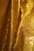 Load image into Gallery viewer, Gold Sequin Fabric by the Yard | 3mm Iridescent Stretch Sequins on Mesh | Shiny Glitz Fabric for Weddings, Parties, Costumes & Crafts, Prom