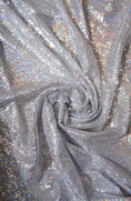 Load image into Gallery viewer, Silver Sequin Fabric | Iridescent Glitter Fabric for Clothing | Fashion Wedding Fabric by the Yard, Modern Sparkle Textiles, Prom Dresses