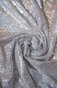 Load image into Gallery viewer, Silver Sequin Fabric | Iridescent Glitter Fabric for Clothing | Fashion Wedding Fabric by the Yard, Modern Sparkle Textiles, Prom Dresses