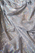 Load image into Gallery viewer, Silver Sequin Fabric | Iridescent Glitter Fabric for Clothing | Fashion Wedding Fabric by the Yard, Modern Sparkle Textiles, Prom Dresses