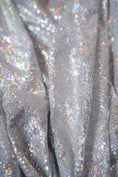 Load image into Gallery viewer, Silver Sequin Fabric | Iridescent Glitter Fabric for Clothing | Fashion Wedding Fabric by the Yard, Modern Sparkle Textiles, Prom Dresses