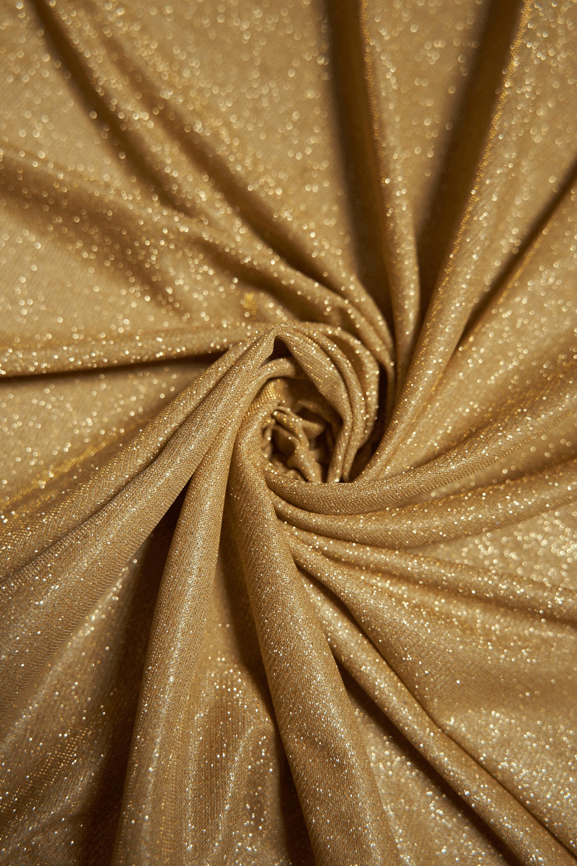 Gold Glitter Fabric | Lurex Spandex Knit by the Yard