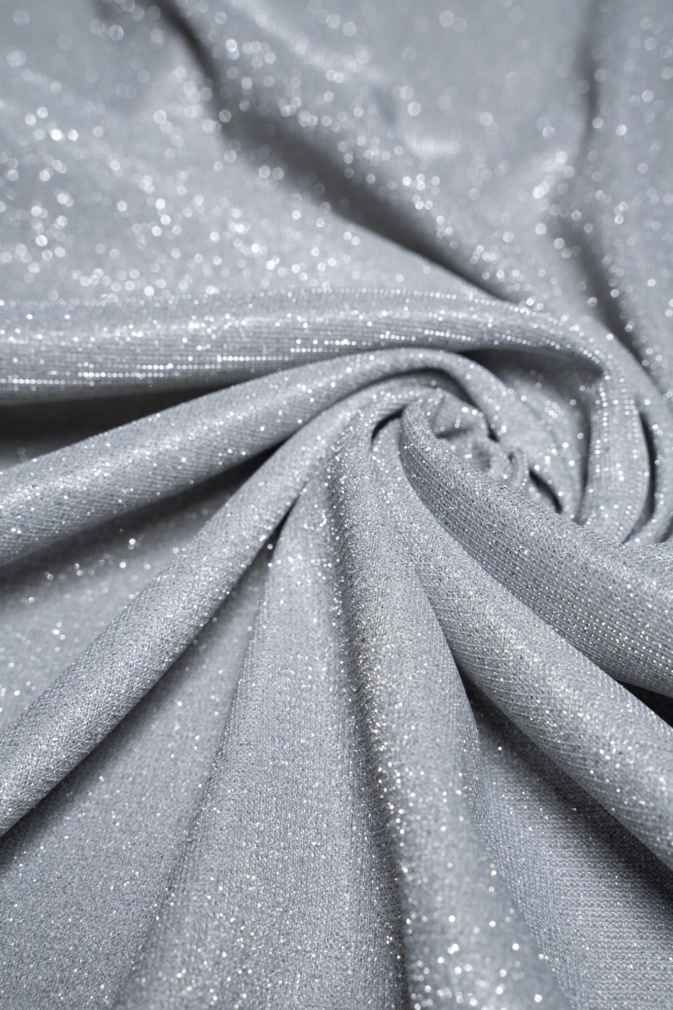 Top-Rated Silver Glitter Fabric: Lurex Bonding Spandex Knit by the Yard for Evening Gowns, Costumes & Backdrops, Prom Dresses and Garments Top-Rated Silver Glitter Fabric: Lurex Bonding Spandex Knit by the Yard for Evening Gowns, Costumes & Backdrops, Prom Dresses and Garments