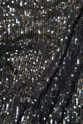 Load image into Gallery viewer, Iridescent Black Grey Striped Sequin Stretch Mesh Fabric Sparkling Sequin Mesh for Dresses, Costumes, Gowns, and DIY Projects, Prom