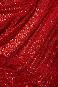 Load image into Gallery viewer, Iridescent Red Striped Sequin Fabric on Stretch Mesh - Shiny Glitter Sequins for Sewing, Crafting, Apparel, Costumes, DIY Projects. Prom