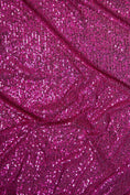 Load image into Gallery viewer, Iridescent Magenta Striped Sequin Fabric on Stretch Mesh - Shiny Glitter Sequins for Sewing, Crafting, Apparel, Costumes, DIY Projects. Prom