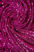 Load image into Gallery viewer, Iridescent Magenta Striped Sequin Fabric on Stretch Mesh - Shiny Glitter Sequins for Sewing, Crafting, Apparel, Costumes, DIY Projects. Prom