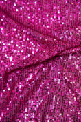 Load image into Gallery viewer, Iridescent Magenta Striped Sequin Fabric on Stretch Mesh - Shiny Glitter Sequins for Sewing, Crafting, Apparel, Costumes, DIY Projects. Prom