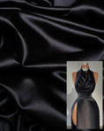 Load image into Gallery viewer, Black Shiny Nylon Spandex, Stretch Fabric by the Yard for Sportswear, Bridal Attire, Evening Dresses, Prom Dresses, Costumes and More.