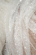 Load image into Gallery viewer, Exclusive Bridal Iridescent Beaded Embroidery Lace Fabric Premium Wedding Dress Lace, Soft Ivory, Luxury Beaded Lace Trim for Gowns & Veils.