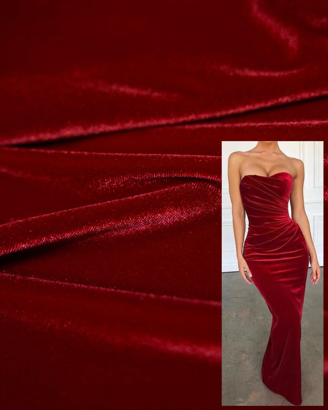 Deep Red Velvet Stretch Fabric- Soft Luxury 4 Way Stretch Velvet by th –  NEXTSTYLE FABRICS