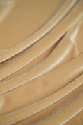 Load image into Gallery viewer, Light Gold Velvet Stretch Fabric by the Yard - Luxury 4-Way Stretch Velvet for Costumes, Bows, & Fashion Projects.