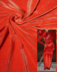 Load image into Gallery viewer, Luxurious Orange Stretch Velvet Fabric- Soft 4-Way Stretch Dress Material | Perfect for Fashion & Crafts by the Yard, Prom - Evening Dresses
