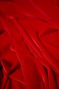 Load image into Gallery viewer, Red Stretch Velvet by the Yard | Luxurious Red Velvet Fabric for Apparel, Party, Prom and Evening Dresses. Premium Red Stretch Velvet Fabric