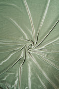 Load image into Gallery viewer, Sage Green Stretch Velvet Fabric-4 Way Stretch Soft Green Velvet by the Yard for Apparel & Crafts. Premium Velvet for Prom and Evening Gowns