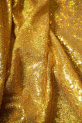 Load image into Gallery viewer, Gold Sequin Fabric by the Yard | 3mm Iridescent Stretch Sequins on Mesh | Shiny Glitz Fabric for Weddings, Parties, Costumes & Crafts, Prom