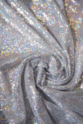 Load image into Gallery viewer, Silver Sequin Fabric | Iridescent Glitter Fabric for Clothing | Fashion Wedding Fabric by the Yard, Modern Sparkle Textiles, Prom Dresses
