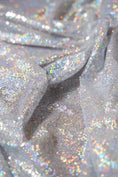Load image into Gallery viewer, Silver Sequin Fabric | Iridescent Glitter Fabric for Clothing | Fashion Wedding Fabric by the Yard, Modern Sparkle Textiles, Prom Dresses