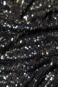 Load image into Gallery viewer, Iridescent Black Grey Striped Sequin Stretch Mesh Fabric Sparkling Sequin Mesh for Dresses, Costumes, Gowns, and DIY Projects, Prom