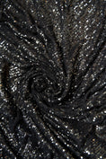 Load image into Gallery viewer, Iridescent Black Grey Striped Sequin Stretch Mesh Fabric Sparkling Sequin Mesh for Dresses, Costumes, Gowns, and DIY Projects, Prom