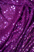 Load image into Gallery viewer, Iridescent Plum Striped Sequin Fabric on Stretch Mesh - Shiny Glitter Sequins for Sewing, Crafting, Apparel, Costumes, DIY Projects, Prom
