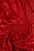 Load image into Gallery viewer, Iridescent Red Striped Sequin Fabric on Stretch Mesh - Shiny Glitter Sequins for Sewing, Crafting, Apparel, Costumes, DIY Projects. Prom