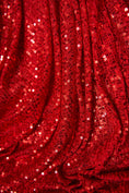 Load image into Gallery viewer, Iridescent Red Striped Sequin Fabric on Stretch Mesh - Shiny Glitter Sequins for Sewing, Crafting, Apparel, Costumes, DIY Projects. Prom