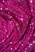 Load image into Gallery viewer, Iridescent Magenta Striped Sequin Fabric on Stretch Mesh - Shiny Glitter Sequins for Sewing, Crafting, Apparel, Costumes, DIY Projects. Prom