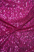 Load image into Gallery viewer, Iridescent Magenta Striped Sequin Fabric on Stretch Mesh - Shiny Glitter Sequins for Sewing, Crafting, Apparel, Costumes, DIY Projects. Prom