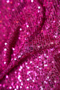 Load image into Gallery viewer, Iridescent Magenta Striped Sequin Fabric on Stretch Mesh - Shiny Glitter Sequins for Sewing, Crafting, Apparel, Costumes, DIY Projects. Prom