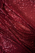Load image into Gallery viewer, Iridescent Ruby Striped Sequin Fabric on Stretch Mesh - Shiny Glitter Sequins for Sewing, Crafting, Apparel, Costumes, DIY Projects, Prom.