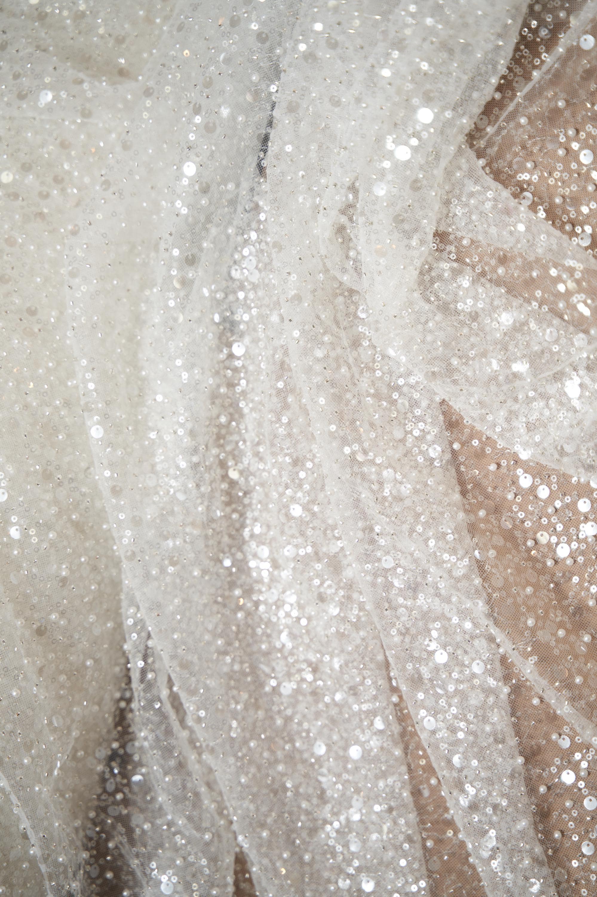 Exclusive Bridal Iridescent Beaded Embroidery Lace Fabric Premium Wedd   NEXTSTYLE FABRICS