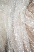 Load image into Gallery viewer, Exclusive Bridal Iridescent Beaded Embroidery Lace Fabric Premium Wedding Dress Lace, Soft Ivory, Luxury Beaded Lace Trim for Gowns & Veils.