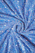 Load image into Gallery viewer, Baby Blue Iridescent Fabric, Velvet Sequin Fabric, Stretch Velvet Fabric by the Yard, Luxury 2 Way Stretch Velvet Fashion Fabric