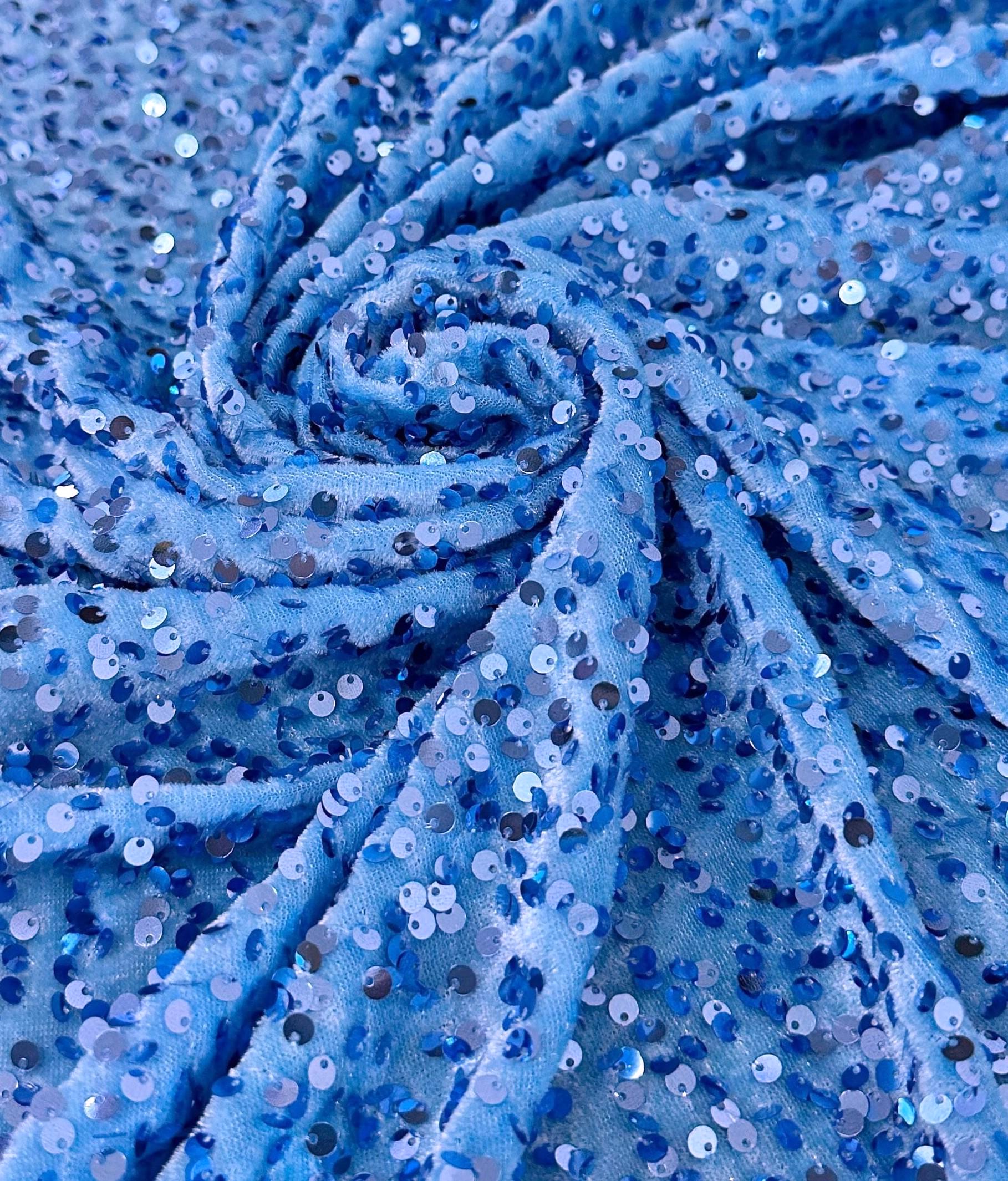Baby Blue Velvet Sequin Fabric, Stretch Velvet Fabric by the Yard, Fas NEXTSTYLE FABRICS Baby Blue Velvet Sequin Fabric, Stretch Velvet Fabric by the Yard, Fas NEXTSTYLE FABRICS
