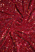 Load image into Gallery viewer, Burgundy Iridescent Velvet Fabric, Sequin Fabric, Stretch Velvet Fabric by the Yard, Luxury 2 Way Stretch Velvet Fashion Fabric