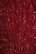 Load image into Gallery viewer, Burgundy Iridescent Velvet Fabric, Sequin Fabric, Stretch Velvet Fabric by the Yard, Luxury 2 Way Stretch Velvet Fashion Fabric