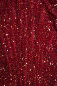 Load image into Gallery viewer, Burgundy Iridescent Velvet Fabric, Sequin Fabric, Stretch Velvet Fabric by the Yard, Luxury 2 Way Stretch Velvet Fashion Fabric
