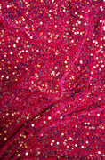 Load image into Gallery viewer, Fuchsia Iridescent Fabric, Velvet Sequin Fabric, Prom Dress Fabric by the Yard, Luxury 2 Way Stretch Velvet Wedding Fabric