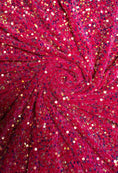 Load image into Gallery viewer, Fuchsia Iridescent Fabric, Velvet Sequin Fabric, Prom Dress Fabric by the Yard, Luxury 2 Way Stretch Velvet Wedding Fabric