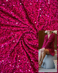 Load image into Gallery viewer, Fuchsia Velvet Fabric, Sequin Fabric, Prom Dress Fabric by the Yard, Festival Wear, Luxury 2 Way Stretch Velvet Wedding Fabric