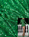 Load image into Gallery viewer, Kelly Green Sequins Velvet Fabric, Stretch Velvet Fashion Fabric, Fabric by the Yard, Shiny Sequin Fabric, Luxury Fabric