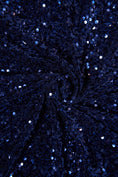 Load image into Gallery viewer, Navy Blue Sequin Fabric, Velvet Sequin Fabric by the Yard, Luxury Fabrics for Dresses, Stretch Velvet Fabric, Fashion Fabric
