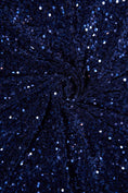 Load image into Gallery viewer, Navy Blue Sequin Fabric, Velvet Sequin Fabric by the Yard, Luxury Fabrics for Dresses, Stretch Velvet Fabric, Fashion Fabric