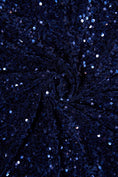 Load image into Gallery viewer, Navy Blue Sequin Fabric, Velvet Sequin Fabric by the Yard, Luxury Fabrics for Dresses, Stretch Velvet Fabric, Fashion Fabric